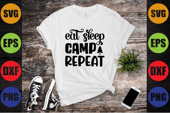 Eat sleep camp repeat vector clipart