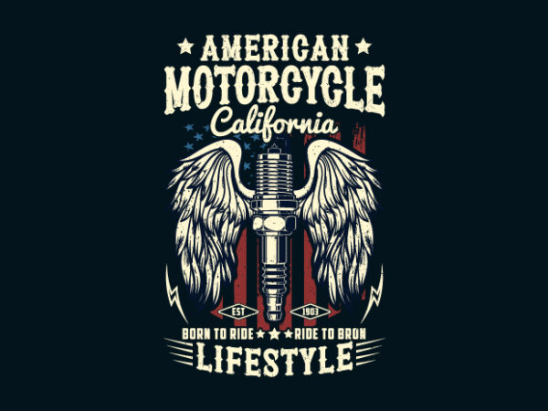 American motorcycle california lifestyle, motorcycle t-shirt design,