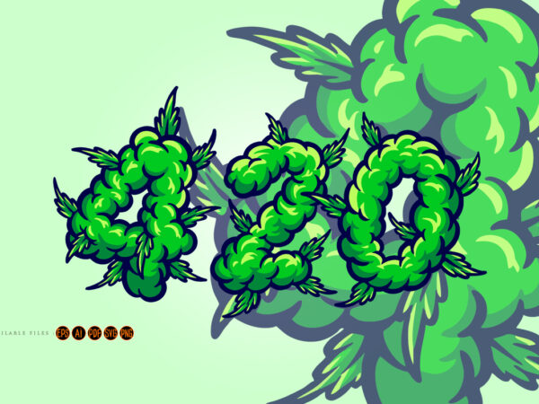 420 words lettering with weed smoke ornate