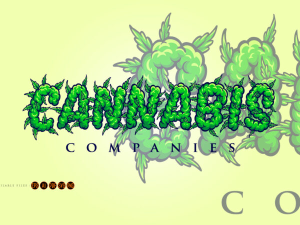 Cannabis word lettering with smoke effect t shirt vector file