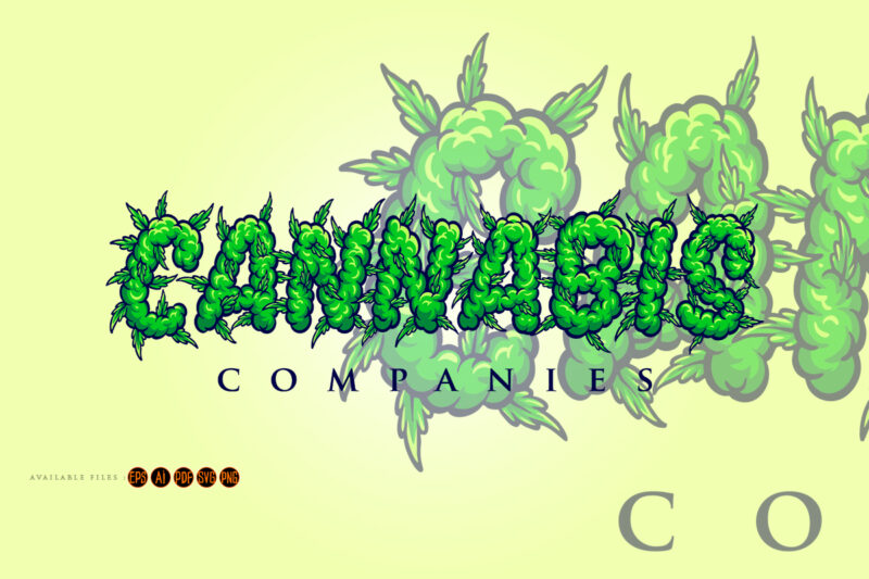 Cannabis word lettering with smoke effect