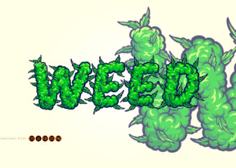 Weed font lettering with smoke effect svg