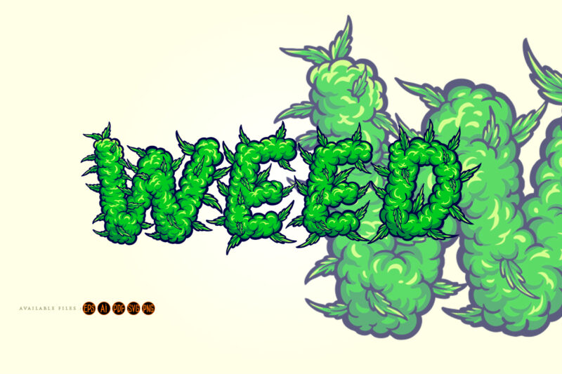 Weed font lettering with smoke effect svg