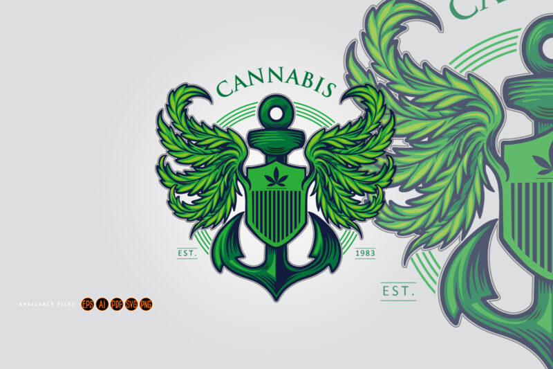 Cannabis Wing Mascot Logo with Anchor Illustrations
