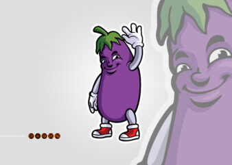 Funny eggplant logo mascot illustrations t shirt graphic design