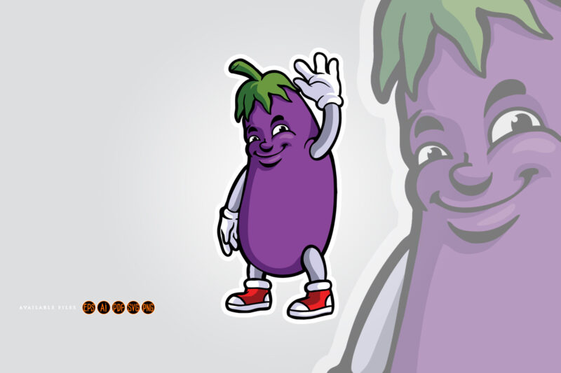 Funny eggplant logo mascot illustrations