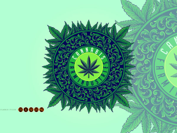 Luxury weed leaf mandala ornament svg t shirt vector graphic