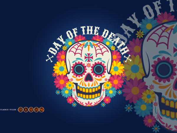 Head skull day of the dead illustrations graphic t shirt