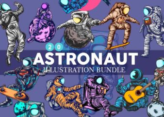 Astronaut Illustration Vector Bundle | Astronaut t shirt designs bundle |