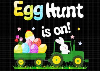 Egg Hunt Is On Tractor Easter Bunny Eggs Png, Egg Hunt Is On Png, Bunny Eggs Png, Bunny Png, Easter Day Png vector clipart