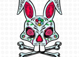Easter Bunny Ears Sugar Skull Png, Easter Bunny Skull Png, Bunny Skull Png, Easter Day Png