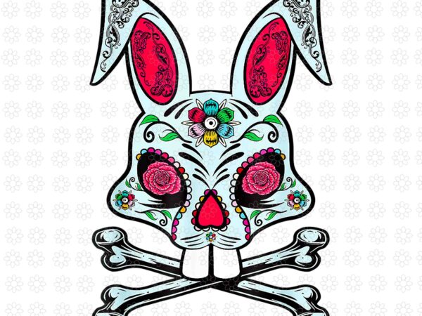 Easter bunny ears sugar skull png, easter bunny skull png, bunny skull png, easter day png vector clipart