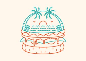 Beach Burger t shirt template