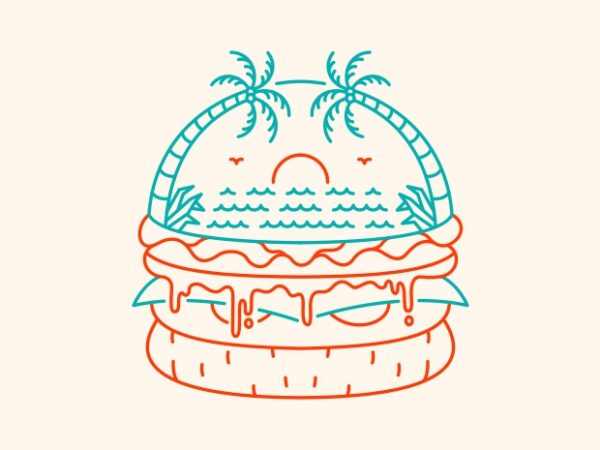 Beach burger t shirt template