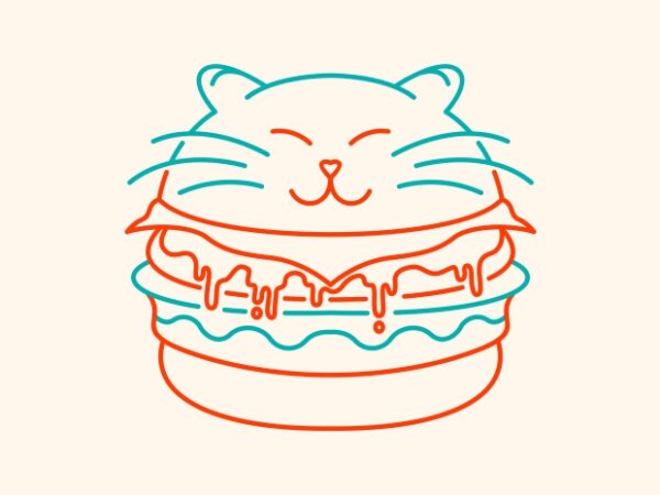 Cat burger t shirt vector file