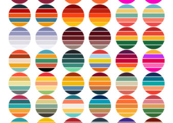 Retro Colored Circle Sunsets Clipart 33 PNG Files Circle Round Background Vintage Color Palettes Commercial License Print On Demand t shirt design online