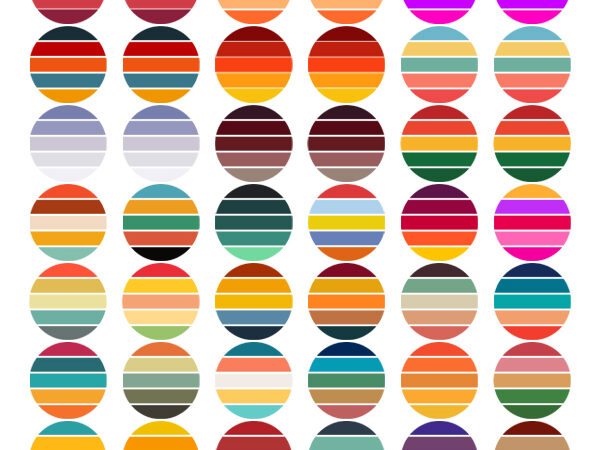 Retro colored circle sunsets clipart 33 png files circle round background vintage color palettes commercial license print on demand t shirt design online