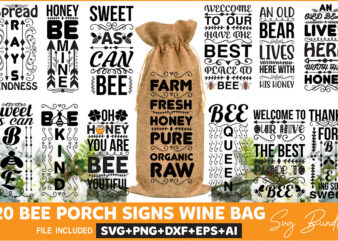 Bee Porch Signs Wine Bag Svg Bundle