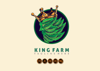 Crown king leaf logo mascot Illustration t shirt vector file
