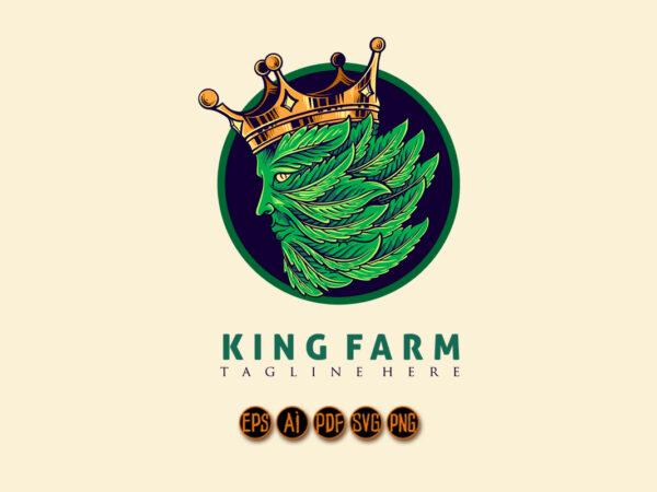 Crown king leaf logo mascot illustration t shirt vector file