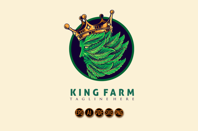Crown king leaf logo mascot Illustration