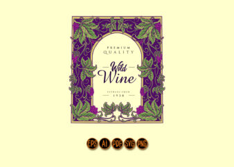 Vintage luxury wine floral labels
