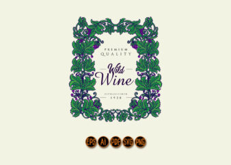 Classic luxury wine floral labels SVG t shirt vector file