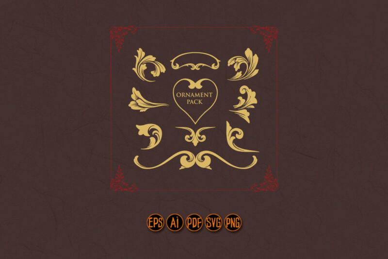 Classic ornament set floral elements SVG