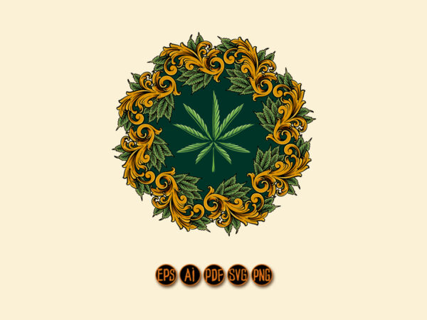 Classic luxury weed mandala ornament t shirt vector file Classic luxury weed mandala ornament t shirt vector file
