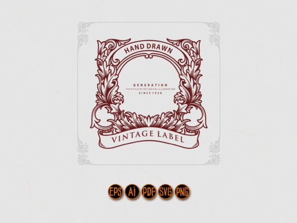 Vintage label floral swirls with classic ribbon svg t shirt vector art