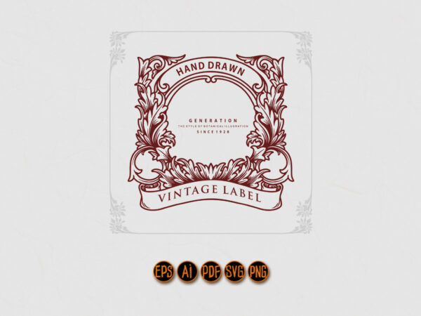 Vintage label floral swirls with classic ribbon svg t shirt vector art
