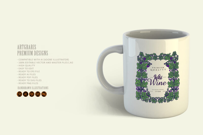 Classic luxury wine floral labels SVG