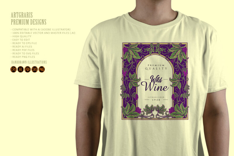 Vintage luxury wine floral labels