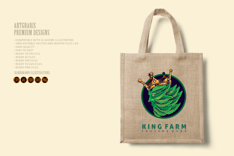 Crown king leaf logo mascot Illustration