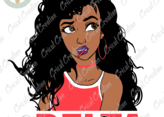 Delta Girl , Black Girl Diy Crafts, Woman Delta Sorority PNG files, Black Beauty Silhouette Files, Trending Cameo Htv Prints