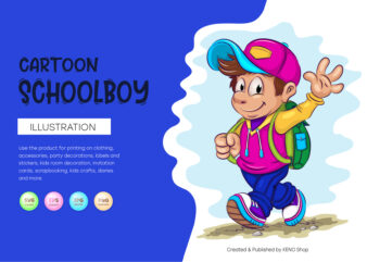 Cartoon Schoolboy. T-Shirt, PNG, SVG.