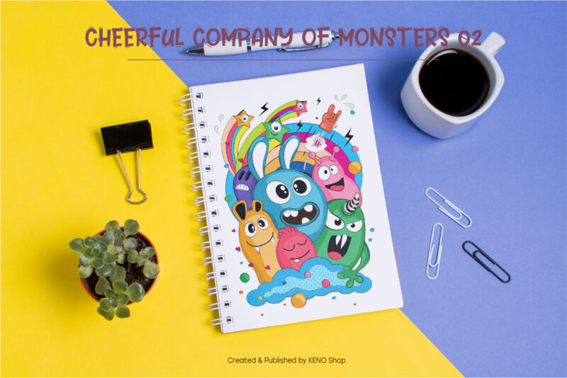 Cheerful company of monsters_03. T-Shirt, PNG, SVG.