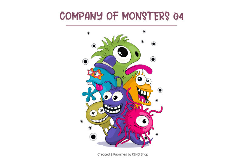 Cheerful Company of Monsters_04. T-Shirt, PNG, SVG.