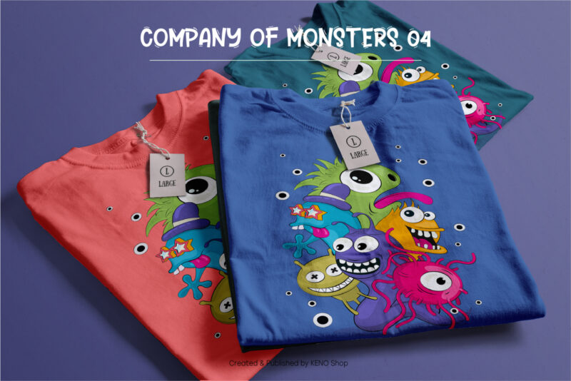 Cheerful Company of Monsters_04. T-Shirt, PNG, SVG.