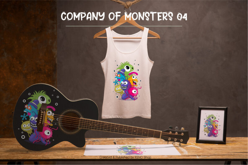 Cheerful Company of Monsters_04. T-Shirt, PNG, SVG.