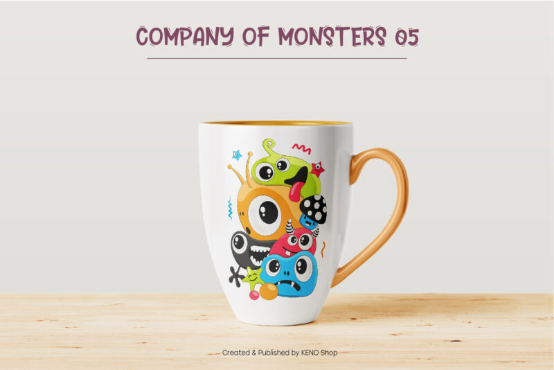 Cheerful company of monsters_05. T-Shirt, PNG, SVG.