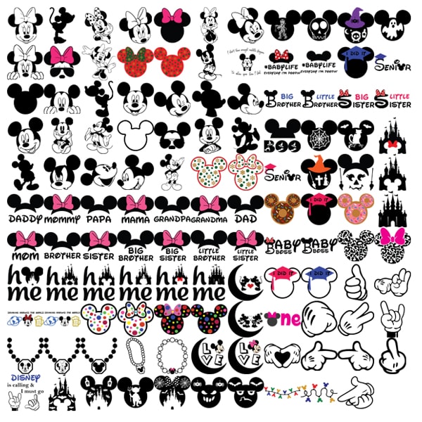 120 Disney Bundle Svg Mickey Mouse Svg Minnie Mouse Svg Disney Halloween Svg Disney Couple Svg Mickey Minnie Head Svg Disney Svg