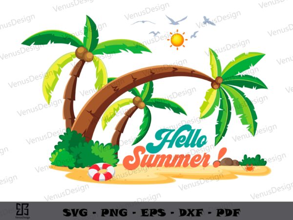 Hello summer hawaii svg, summer holidays svg, hawaii lover sublimation design