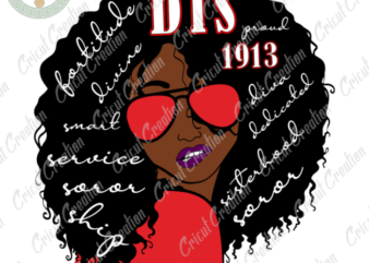 Delta Girl , DST 1913 Girl Diy Crafts, Soror Svg Files For Cricut, Black beauty Silhouette Files,Trending Cameo Htv Prints t shirt vector illustration