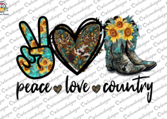 Peace Love country T-shirt design