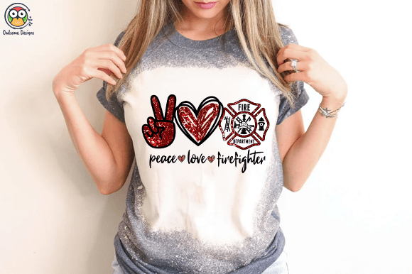 Peace Love firefighter T-shirt design