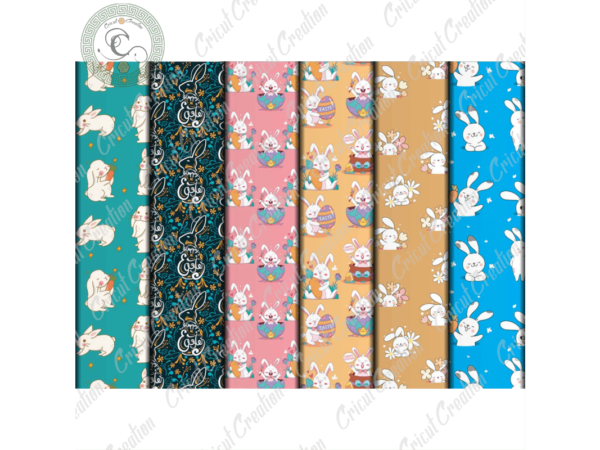 Happy easter day patterns, 12 digital papers jpg – png diy crafts, rabbit eat carrot patterns png files for cricut, easter cute bunny pattern silhouette files, trending cameo htv prints graphic t shirt