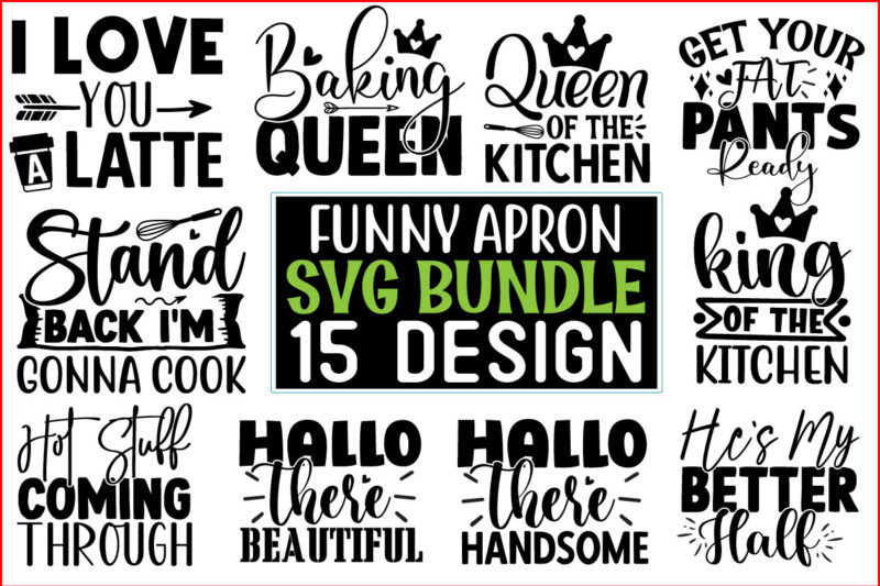 Funny apron SVG T shirt Design Bundle