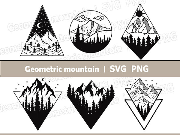 Geometric mountain svg bundle mountain svg camping svg nature svg adventure svg land t shirt design template