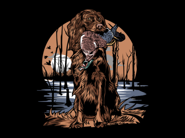 Hunting dog in swamp graphic t shirt